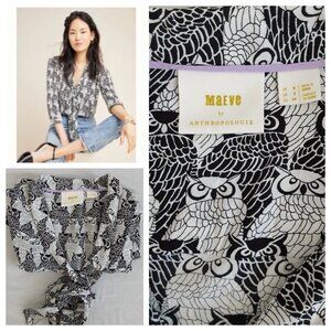 Owl Print Blouse NWOT (Anthropologie)